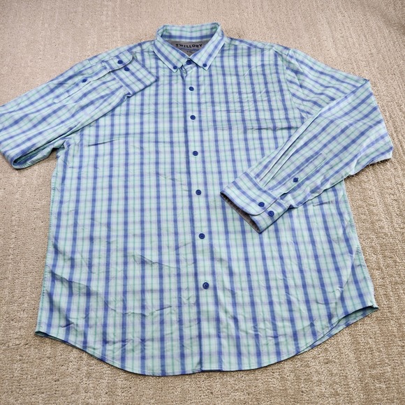 Twillory Shirt Men L-XL Untuckable Check Button Down Performance Fabric Stretch - Picture 2 of 11